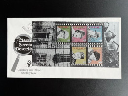 GUERNSEY 1996 FDC CLASSIC SCREEN DETECTIVES 100 YEARS OF CINEMA - Guernesey