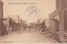 MAROC. Rabat . Rue Principale (+ Cachet Militaria: Corps De Débarquement Casablanca) - Rabat
