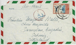 Sri Lanka / Ceylon 1953, Luftpostbrief / Airmail Colombo - Samedan (Schweiz), Nachporto - Sri Lanka (Ceylan) (1948-...)