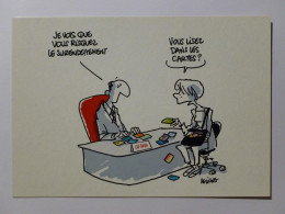 BANQUE - Banquier / Client - Carte / Surendettement - Dessin / Illustrateur DELIGNE - Carte Publicitaire CMP BANQUE - Banken