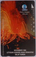 VOLCAN En éruption - Novembre 1992 - Letusan Gunung Anak Krakatau Selat Sunda - Carte Téléphone INDONESIE - Volcanes