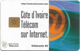 Ivory Coast - CI-Telcom - Telecom Sur Internet, Gem1B Not Symm. White-Gold, 50Units, Used - Costa De Marfil