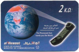 Kuwait - Swiftel - Globe And Phone #1 (Thin Card), Remote Mem. 2KD, Used - Koeweit