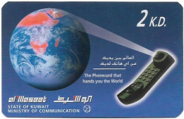 Kuwait - Swiftel - Globe And Phone #2 (Thin Card), Remote Mem. 2KD, Used - Koeweit