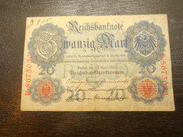 Ancien Billet 20 Mark  1910 - 20 Mark