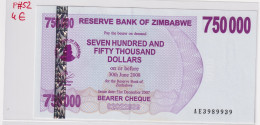 Zimbabwe 750000 Dollars 2008 P#52 UNC - Simbabwe