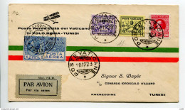 Primo Volo (Vaticano) Roma/Tunisi Del 10.12.29 - Storia Postale (Posta Aerea)