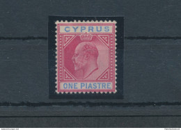 1902-04 Cipro, Stanley Gibbons N. 52 - 1 Piastre Carmine And Blue - MH* - Andere & Zonder Classificatie