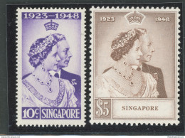 1948 SINGAPORE, Stanley Gibbons N. 31/32 Royal Silver Wedding - MNH** - Autres & Non Classés
