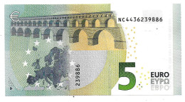 (Billets). 5 Euros 2013 Serie NC, N021D4 Signature Christine Lagarde N° NC 4436239886 UNC - 5 Euro