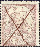 ESPAGNE / ESPANA - COLONIAS (Cuba Y Puerto Rico) 1868 Sello Fiscal "DERECHO JUDICIAL" 50c Lila - Inutilizado A Pluma - Cuba (1874-1898)