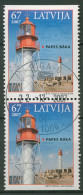 Lettland 2007 Bauwerke Leuchtturm Papenhof 699 Do/Du Paar Gestempelt - Lettonie
