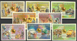 Madagascar 2000, UPU, Train, Balloon, Space, Horse, 8val IMPERFORATED - WPV (Weltpostverein)
