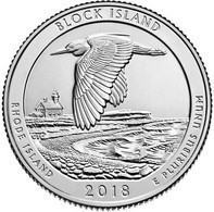 USA EEUU 25 CENTS. QUARTER DOLLAR BLOCK ISLAND 2018 D O P A ELEGIR UNC NEW - 2010-...: National Parks