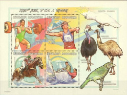 Madagascar 2000, Olympic Games In Sidney, Weight Lift, Athletic, Shipping, Horse Race, Birds, Parrot, 4val In BF - Perroquets & Tropicaux