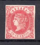 ESPAÑA 1862 - EDIFIL Nº 60 ISABEL II (19 CUARTOS ROSA) NUEVO SIN GOMA - MNG - Unused Stamps