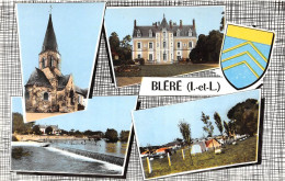 37 PETIT FORMAT BLERE - Multi Vues - Camping - Château - Rivière - église - Combier - Lu 3 - Ecusson - état Parfait - Bléré