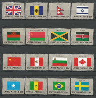 United Nations New York 1983 Flags Malawi, Belarus, Jamaica, Kenya, UK, Barbados, Nepal, Israel, P, Mi 422-437  MNH(**) - Ongebruikt