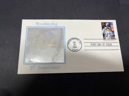 16-2-2024 (4 X 22) USA FDC 1985 - Moon Landing 25th Anniversary - 1981-1990