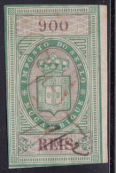 Mozambique Revenue Stamp 900 Reis Red On Green Good Used.  Stamp Duty - Mozambique