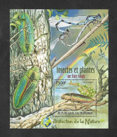 SE)2012 BURUNDI, RED LIST INSECTS AND PLANTS, BUPRESTIS SPLENDENS, SOUVENIR LEAF, MNH - Usados