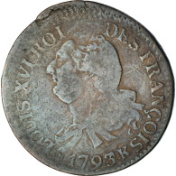 France, Louis XVI, 6 Deniers, 1793/2, Bordeaux, Variété, Cuivre, TB, Gadoury:8 - Otros & Sin Clasificación