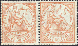 ESPAGNE / ESPANA - COLONIAS (Cuba Y Puerto Rico) 1870 Sello Fiscal "DERECHO JUDICIAL" Pareja 2E50c Naranja - Sin Gomar - Cuba (1874-1898)