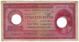 Portuguese INDIA - 50 RUPIAS - 29.11.1945 - Pick 38 - Canceled With Two Holes - Afonso De Albuquerque - Andere - Azië