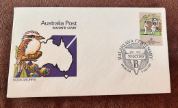 D)1977, AUSTRALIA, FIRST DAY OF ISSUE COVER, SOUVENIR COVER OF AUTRALIA, BIRD, WITH STAMP I CENTENARY OF THE FIRST CRICK - Altri & Non Classificati