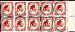 Libya 1952 25m Brown King Idris Block Of 10 Unmounted Mint. - Libye