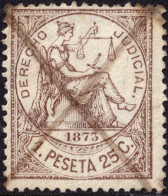 ESPAGNE / ESPANA - COLONIAS (Cuba Y Puerto Rico) 1873 Sello Fiscal "DERECHO JUDICIAL" 1P25c Castaño -Inutilizado A Pluma - Cuba (1874-1898)