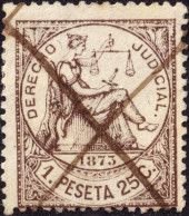 ESPAGNE / ESPANA - COLONIAS (Cuba Y Puerto Rico) 1873 Sello Fiscal "DERECHO JUDICIAL" 1P25c Castaño -Inutilizado A Pluma - Kuba (1874-1898)