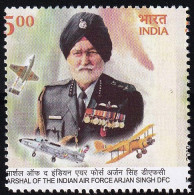 INDIA AIR FORCE-MARSHAL OF THE IAF- ARJAN SINGH- PLANES- FIGHTER AIRCRAFTS-ERROR- MNH-IE-182 - Militaria