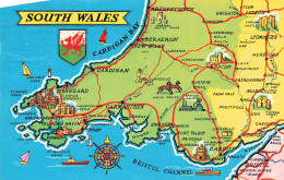 CARTES GEOGRAPHIQUES - South Wales - Colorisé - Carte Postale - Mapas