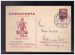 DT- Reich (023796) Privat Ganzsache PP131/ C5 HamburgHansaposta Postwertzeichen Ausstellung Mit SST Vom 14.10.1935 - Privat-Ganzsachen