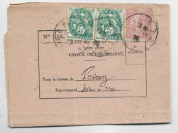 FRANCE BLANC 5CX2+ 65C ROSE SEMEUSE AVIS DE RECEPTION PARIS 1925 AU TARIF - 1900-29 Blanc