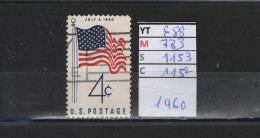 PRIX FIXE Obl 688 YT 783 MIC 1153 SCO 1152 GIB Nouveau Drapeau 50 Etoiles 1960 Etats Unis 58A/09 - Usados