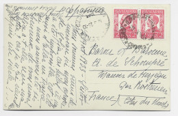 BULGARIA 2AX2 POST KARTE SVISTOV LA PLACE 1933 TO FRANCE - Brieven En Documenten