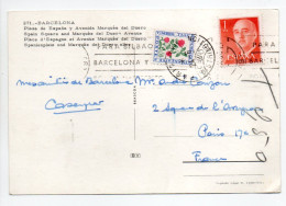 - Carte Postale BARCELONE Pour PARIS 22.6.1966 - TAXÉE 50 C. Fleurs Des Champs - - 1960-.... Storia Postale