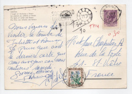 - Carte Postale VERONA (Italie) Pour SAINT-VIATRE (France) 19.8.1970 - TAXÉE 30 C. Type Fleurs Des Champs - - 1960-.... Lettres & Documents