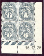 Réf 83 > FRANCE  TYPE BLANC < N° 107 * * & * Coin Daté 16-12-1926 < Neuf Luxe (2Timbres Bas) + Neuf Ch. (2Timbres Haut) - 1900-29 Blanc