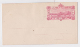 Honolulu Hawaii Hawaï Enveloppe Entier Postal Vierge Mint Postal Stationery Cover Letter Mail Red 2 Keneta Cents 1884 - Hawaï