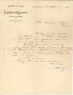 SAINT VALERIEN. Lettre 1912. Hôtel & Café Lambert - Garnier. - Saint Valerien