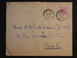 DJ 6 TUNISIE    BELLE  LETTRE  1952  PETIT BUREAU CHARDIMAOU A PARIS FRANCE     + AFFRANC. INTERESSANT - Lettres & Documents