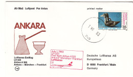 Turquie - Lettre De 1983 - Oblit Ankara -1er Vol Ankara München Frankfurt - - Cartas & Documentos