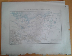 Carte  Histoire Militaire à Iéna Et Auerstaedt 1806/07/13 LUBECK ; BERLIN; LEIPZIG  Ech: En Kilométres - Topographische Kaarten