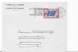 FRANCE CONSEIL EUROPE - 50F SEUL - Flamme 10è Anniversaire 1959 - Covers & Documents