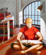 La Stanza Di Lettura, Olio Su Tela / The Reading Room, Oil On Canvas - Arte Contemporáneo