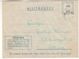 Suède - Lettre Militaire - Oblit PNO 10  ? - Exp Vers Göteborg - - Militares