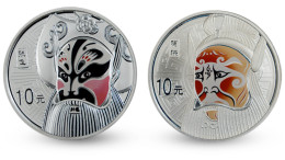 China Coins  2012 China 10Yuan Peking Opera Facial Makeup（Third Issue）Silver Coin 1 Oz   2Pcs - China